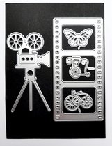 Metalen snijmal - fotocamera- fototoestel - vintage - camera - dia frame - embossing - kaarten maken - scrapbooking