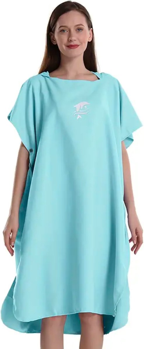 Nivard Surf Poncho - Dames - Heren - Omkleed Handdoek - Volwassenen - Zacht - Poncho - Lichtblauw