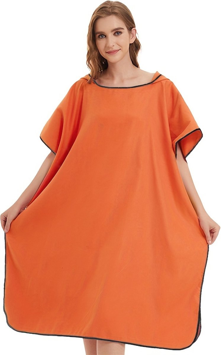 Nivard Surf Poncho - Omkleed Handdoek - Volwassenen - Dames & Heren - Zacht - Poncho - Oranje