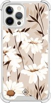Casimoda® hoesje - Geschikt voor iPhone 12 Pro Max - In Bloom - Shockproof case - Extra sterk - TPU/polycarbonaat - Bruin/beige, Transparant