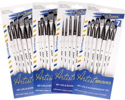 Penselen - Set van 28 stuks - Afgeschuind - Recht - Puntig - Rond - Kwasten - Verven - Schilderen - Waterverf, Olieverf en Acrylverf