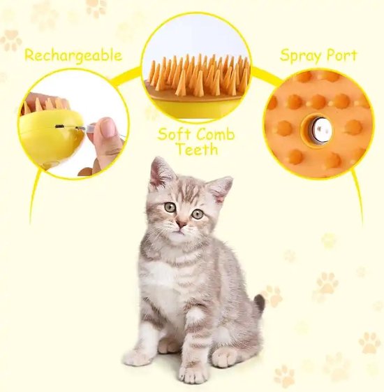 Mrs. Jones Kattenborstel met stoom spray - antistatisch en knoopbestendig - één knop