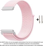 Roze Nylon Sporthorlogebandje voor bepaalde 20mm smartwatches van verschillende bekende merken (zie lijst met compatibele modellen in producttekst) - Maat: zie foto – 20 mm pink nylon smartwatch strap