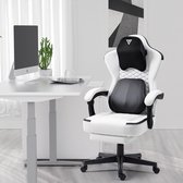 Bol.com Gaming stoel met verwarmde massage lendensteun ergonomische gaming computerstoel met pocketvering kussen en voetensteun ... aanbieding