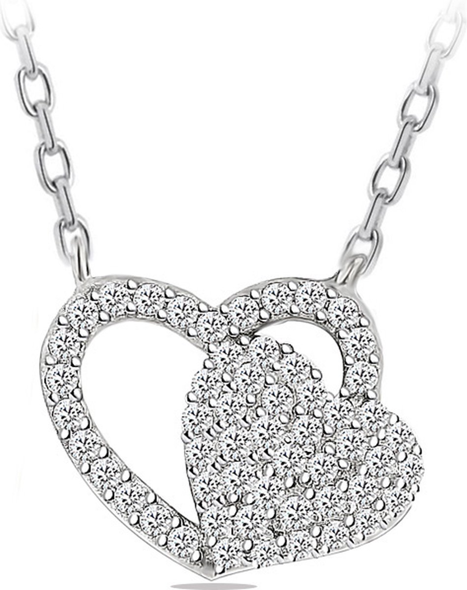 Juwelier Zwartevalk - Zilveren (gerhodineerd) ketting met hartjes 25.263--