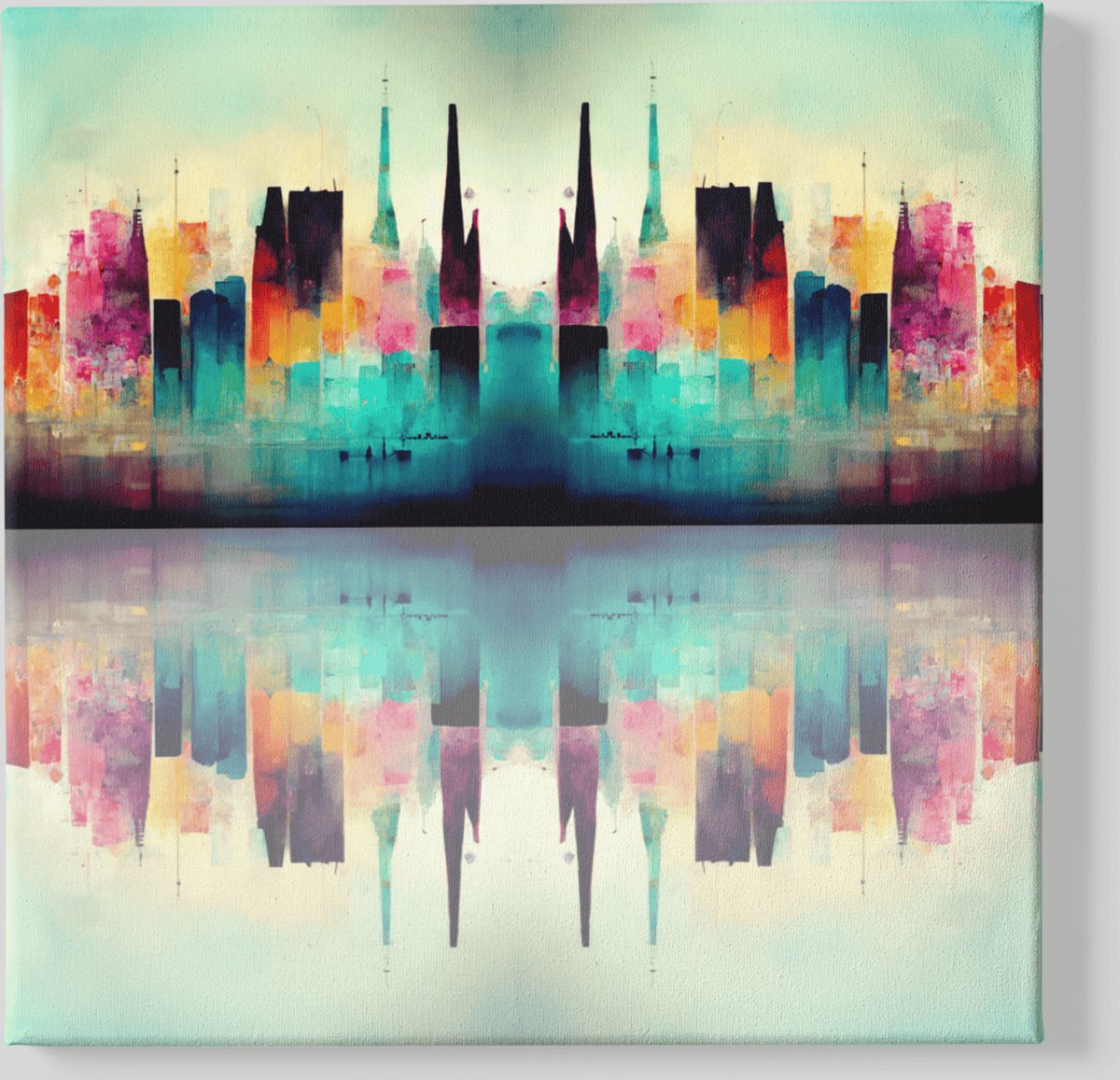 Trendex Global Canvas Schilderij - Stad - Abstract - New York - 100x100x2 cm Kleurrijk