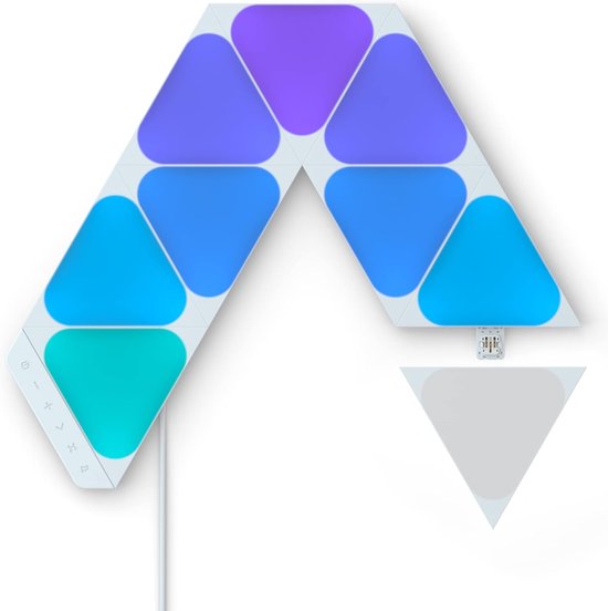 Nanoleaf Shapes Mini Triangles Kit de Démarrage, 9 Panneaux Lumineux LED Connectés - Appliques Murales Luminaires Intérieur Modulaires RGBW Wi-Fi, Compatible Siri, Google, Alexa, pour Salon Chambre Gaming