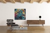 Canvas Schilderij - Wilde Dieren - Luipaard - Kleurrijk - 100x100x2 cm