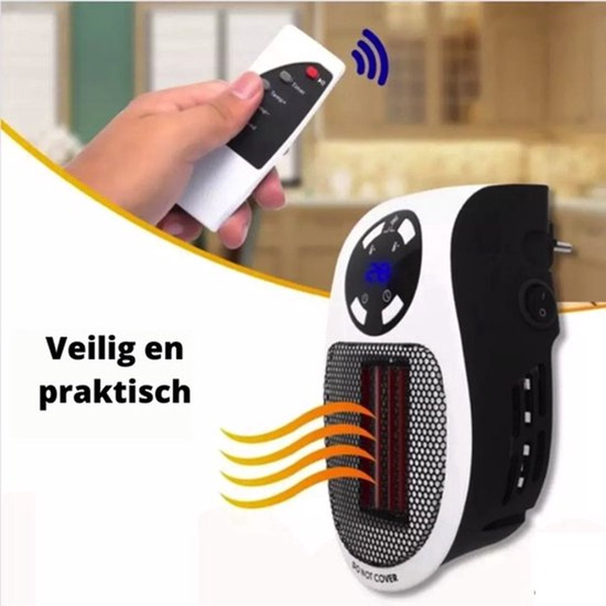 Keramische stopcontact- mini verwarming-500W-Geschikt voor ruimte tot 20 m²-Timerfunctie-wit