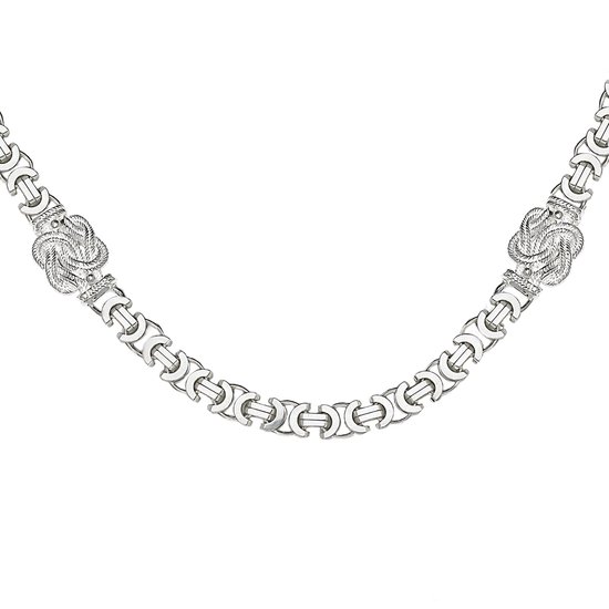 Juwelier Zwartevalk zilveren platte koningsschakel ketting met mattenklopper - ET 50-M/60cm--