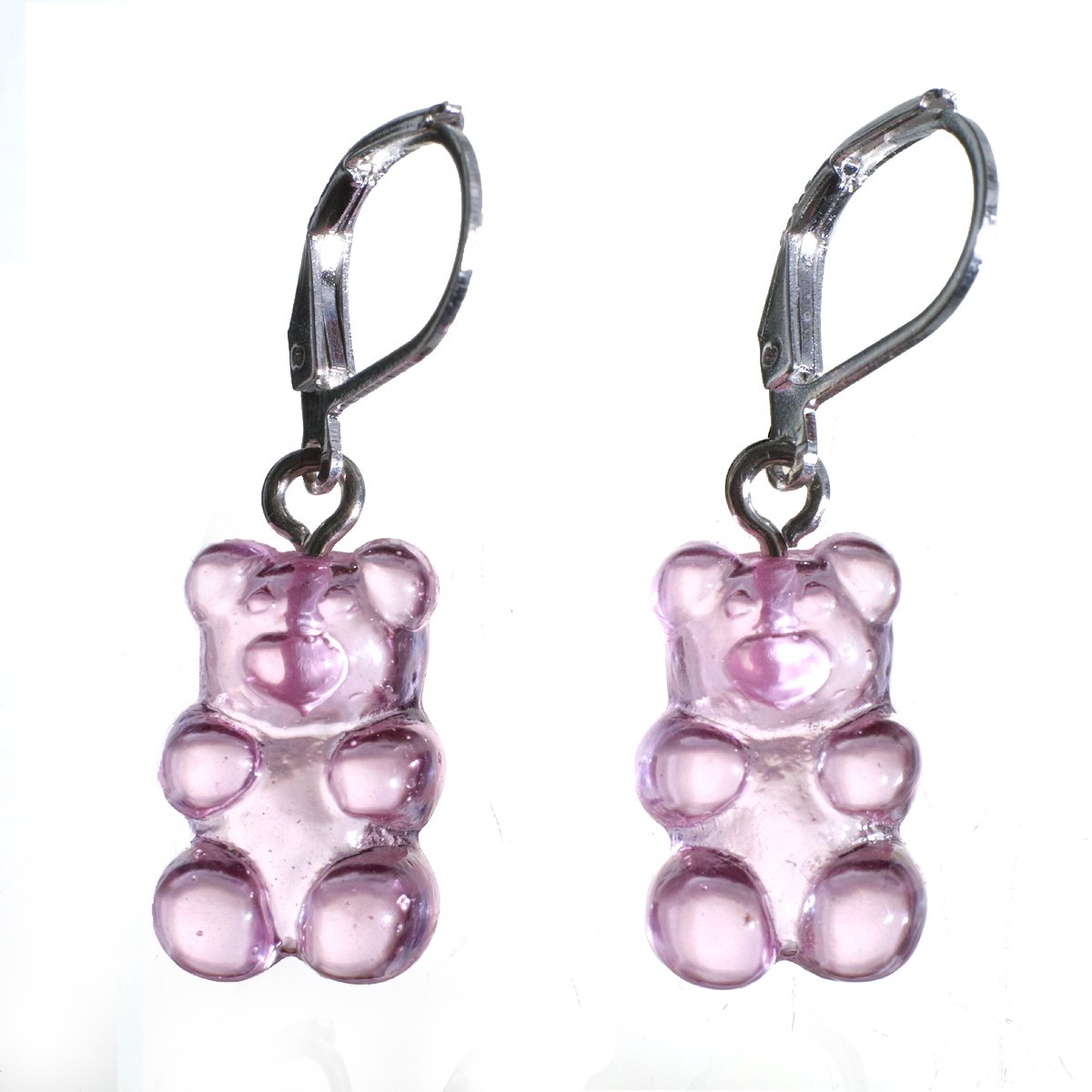 Zilveren oorbellen Gummy Bear - Roze