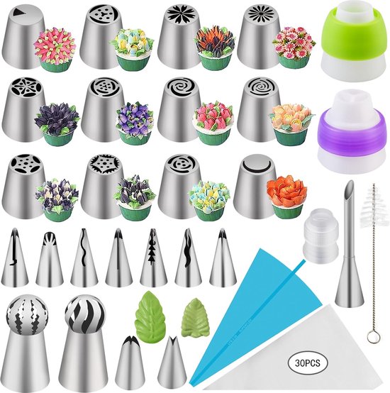 Set van 12 Russische spuitmonden voor gebak, groot, van Set van 12 Russische spuitmonden voor gebak, groot, van