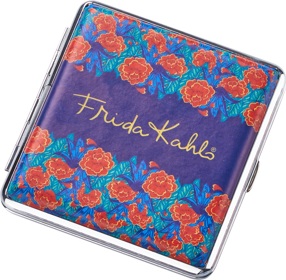Goedkoopste Sigarettendoosje Frida Kahlo - Paars&Blauw Metaal - 20 Sigaretten - Officieel gelicentieerd - Luxe Sigarettenhouder - Hoge kwaliteit