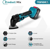 ProductPlein - Yofidra - Multitool - Oscillerend - Geschikt Voor Makita 18v Accu - 6 Aan Te Passen Niveaus - 7 Opzetstukken & 15x Schuurpapier - Blauw