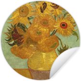 WallCircle - Muurstickers - Behangcirkel - Zonnebloemen - Vincent van Gogh - 50x50 cm - Muurcirkel - Zelfklevend - Ronde Behangsticker
