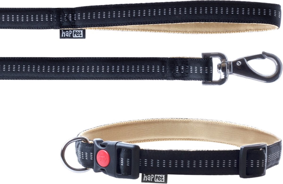 Happet - Nylon L Leash & Collar Set / Soft Style / Black - Happet Jb43 - Z-jb43jj - 1st