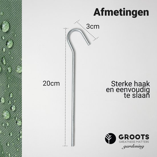 Stalen Haringen set van 30st. met Tentharing Trekker - Premium Gegalvaniseerd Staal - Grondanker - Tent Haring - Grondhaken - Tent spijker - 20cm lang - 3cm haak - 5mm premium dikte tentharing - Groots® — afbeelding 2