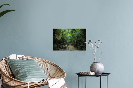 Sticker Muursticker Jungle - Rivière dans la jungle tropicale - 30x20 cm - film adhésif autocollant - sticker mural repositionnable