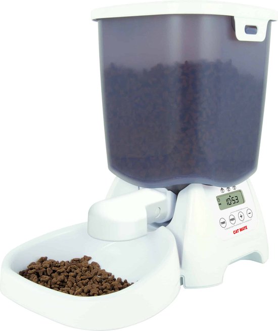 Cat Mate C3000 Automatische voerbak voor droogvoer voor huisdieren met digitale timer - voor katten en kleine honden - 3 kg - wit - Cat Mate