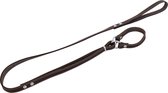 Jack and Vanilla Sliplijn / 2-in-1 Half Choke halsband met riem - Gevet Leder - Bruin - Breedte 16 mm - Nekomtrek 28 - 34 cm (GELIEVE ALVORENS BESTELLEN OPMETEN)