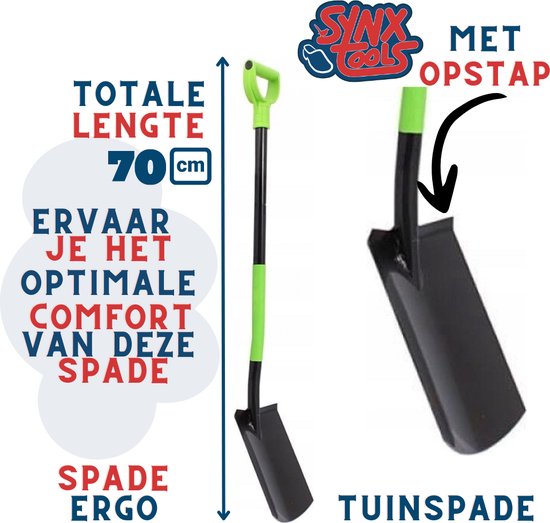 Synx Tools Kinder Spades Mini ERGO - Kinder Schep - Kinder schop / Schoppen - Spade Ergonomisch - Kind tuingereedschap - Steel 70cm van Synx Tools — afbeelding 4