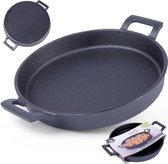 Gietijzeren pan, ijzeren pan, grillpan, serveerpan van gietijzer, 20 cm
