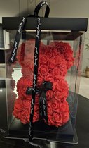 Valentijn - Rozen Beer - Teddy Beer - Flowerbox - Rose Teddy - Rose Bear- Liefde - Valentijn Cadeau – Cadeau Voor Haar - 25 cm - Valentijn Decoratie - Valentijn Cadeautje Voor Haar
