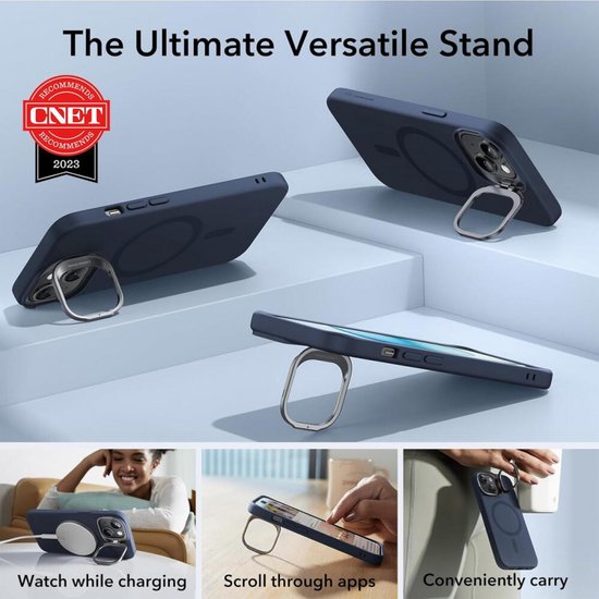 Étui ESR Cloud Soft HaloLock adapté à Apple iPhone 15 Plus | Compatible avec MagSafe et HaloLock | Couverture arrière avec support de rangement | Silicone souple | Noir