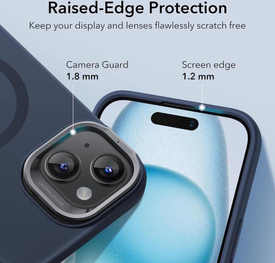 Étui ESR Cloud Soft HaloLock adapté à Apple iPhone 15 Plus | Compatible avec MagSafe et HaloLock | Couverture arrière avec support de rangement | Silicone souple | Noir