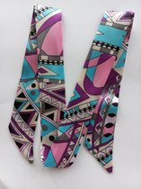 Le Sjalerie Smalle Sjaal/ Hoofdband / Haarband / Armband Met Mooie Print Roze Paars