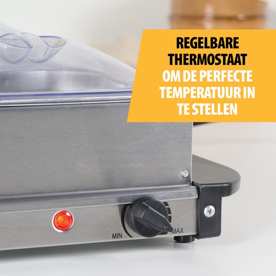 Tristar BP-6285 - Buffetwarmer 300W - Chafing dish - 2 x 2,4 Liter & 2 x 1 Liter - Incl deksel - RVS — afbeelding 3