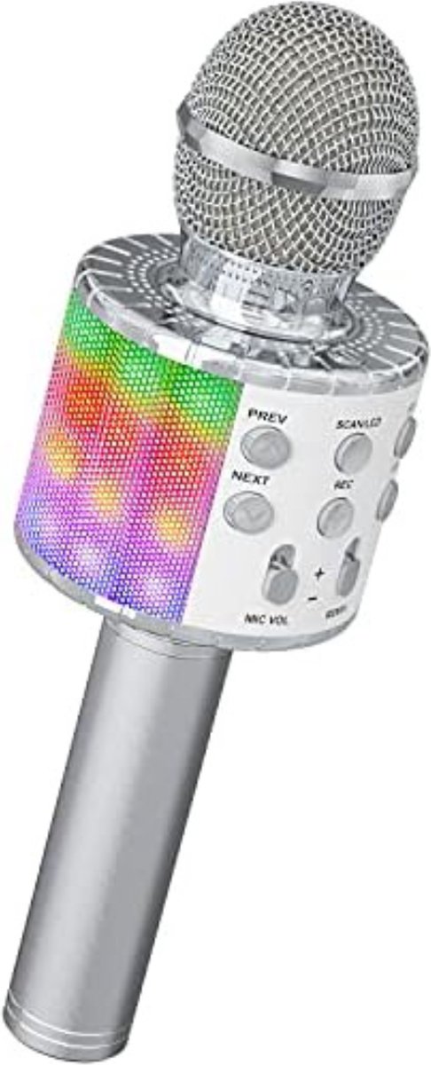 Microfoon Kinderen Speelgoed - Microfoon Kinderen Karaoke - Microfoon Bluetooth Kids - Zilver