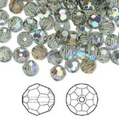 Swarovski Elements, 24 stuks Swarovski ronde kralen, 6mm, black diamond AB (5000)