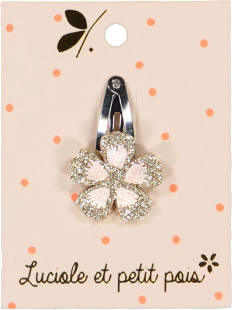 Luciole Et Petit Pois | Haarknipjes | Haarspeldjes | Glitter | Bloem Goud | 3cm | 1 Stuk