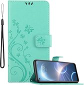Cadorabo Hoesje voor HTC Desire 22 PRO in - Beschermhoes in bloemmotief met magnetische sluiting, standfunctie en kaartsleuven Book Case Cover Etui