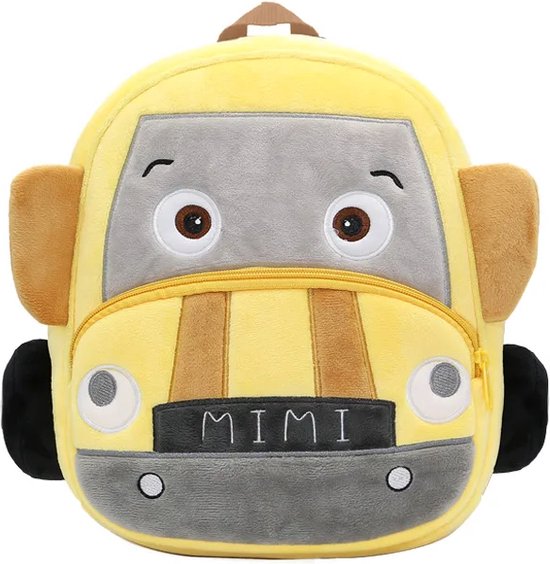 BoefieBoef Mini Cooper Peuter/Kleuter Rugtas - Avontuurlijke Kinder Autorugzak 0-6 Jaar | 100% Eco-Vriendelijke Baby Backpack Voertuigen - Geel