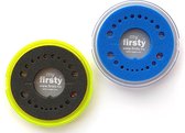 Firsty® Round - Voordelige Set 2x Tandendoosje - fluorgeel-zwart/blauw