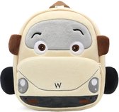 BoefieBoef Beetle Peuter/Kleuter Rugtas - Avontuurlijke Kinder Autorugzak 0-6 Jaar | 100% Eco-Vriendelijke Baby Backpack Voertuigen - Wit Kever