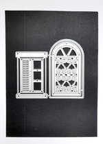 Metalen snijmal - 2 ramen - raam - venster - open raam - louvre luik - sierraam - embossing - kaarten maken - scrapbooking