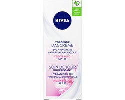 NIVEA Essentials Voedende Dagcrème - Gezichtscreme Droge huid - SPF 15 - Gezichtsverzorging Met natuurlijke amandelolie - 50 ml