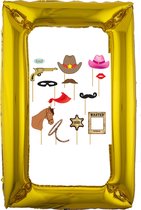 Set d'accessoires photo avec cadre 75 x 100 cm - thème fête cowboy/western - 13 pièces - photomaton