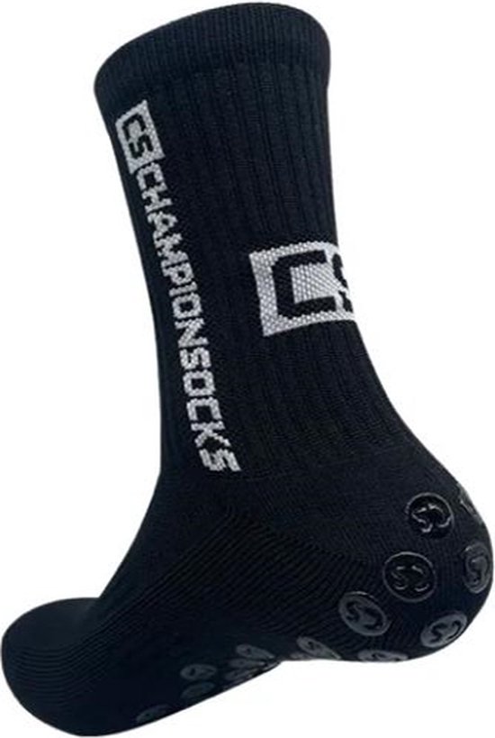 Grip Socks Voetbal Zwart Chaussettes de sport Anti-Ampoules (Taille 44)