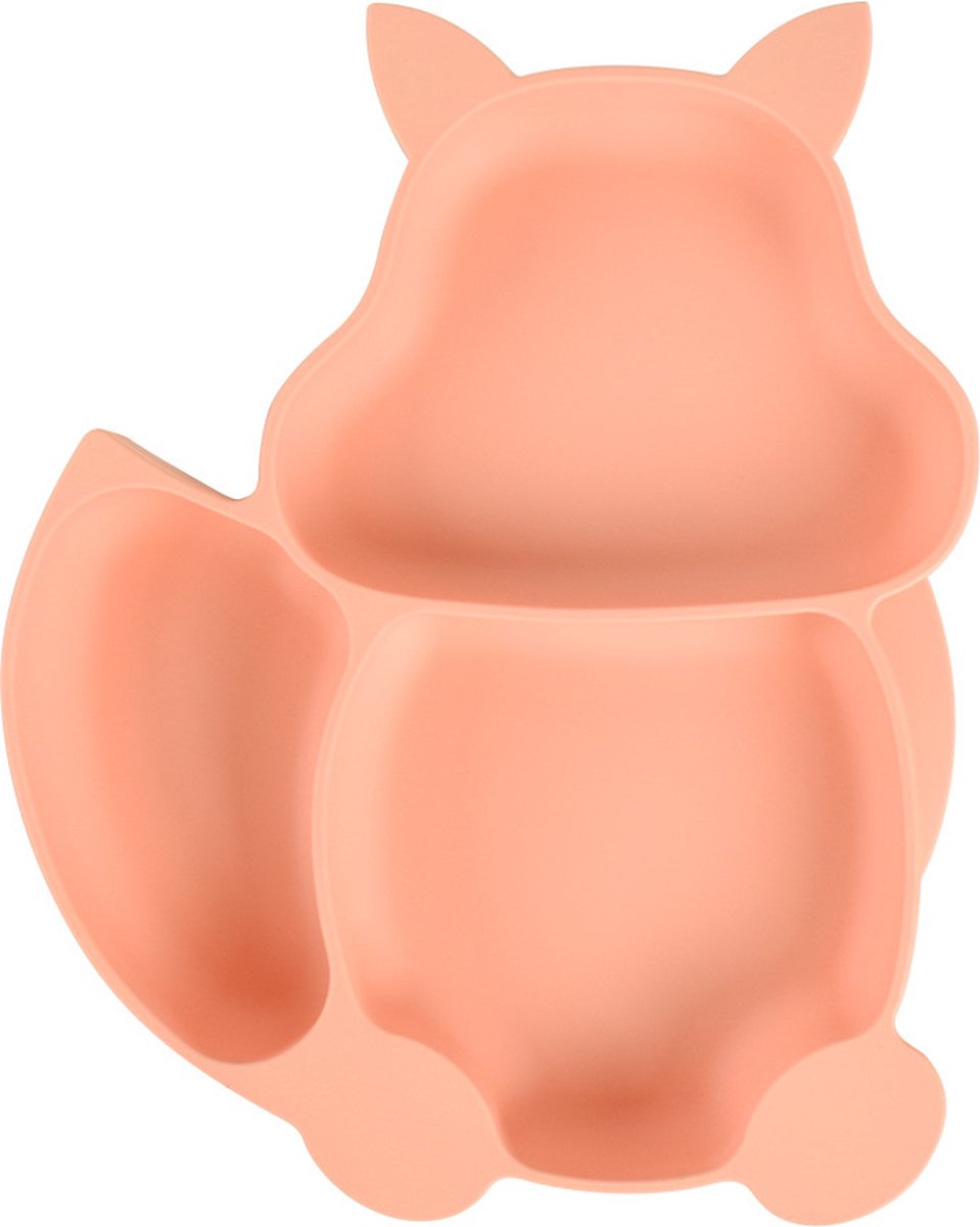 Goedkoopste Dutsi - Siliconen Baby en Kind Bord - Zuignap Bord - Zalm Roze Vosje