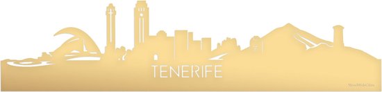 Skyline Tenerife Goud Metallic - 120 cm - Woondecoratie - Wanddecoratie - Meer steden beschikbaar - Woonkamer idee - City Art - Steden kunst - Cadeau voor hem - Cadeau voor haar - Jubileum - Trouwerij - WoodWideCities
