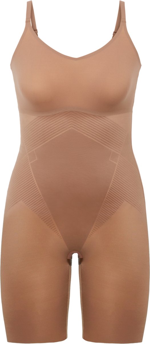 SPANXshape™ Invisible Mid-Thigh Bodysuit - Kleur Cafe au Lait (donkere huidskleur) - Maat M
