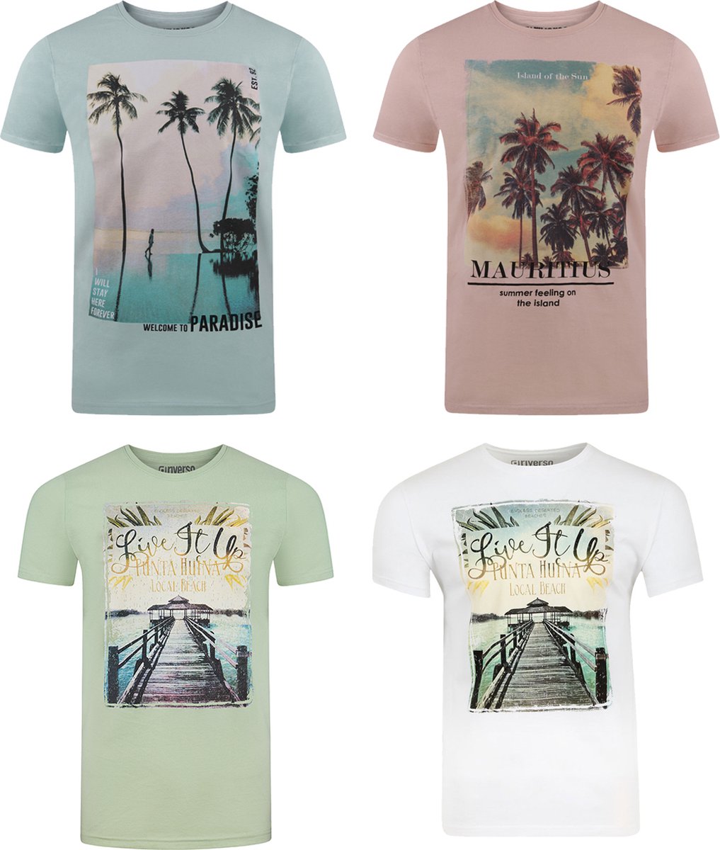 riverso Heren T-Shirt RIVLukas 4er Pack regular fit Veelkleurig 3XL Ronde Hals Volwassenen