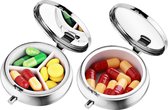 Pilulier portable à 3 compartiments, petite boîte à pilules de voyage avec miroir, mini organiseur de pilules rétro pour sac à main, distributeur de médicaments, boîte de rangement en métal pour