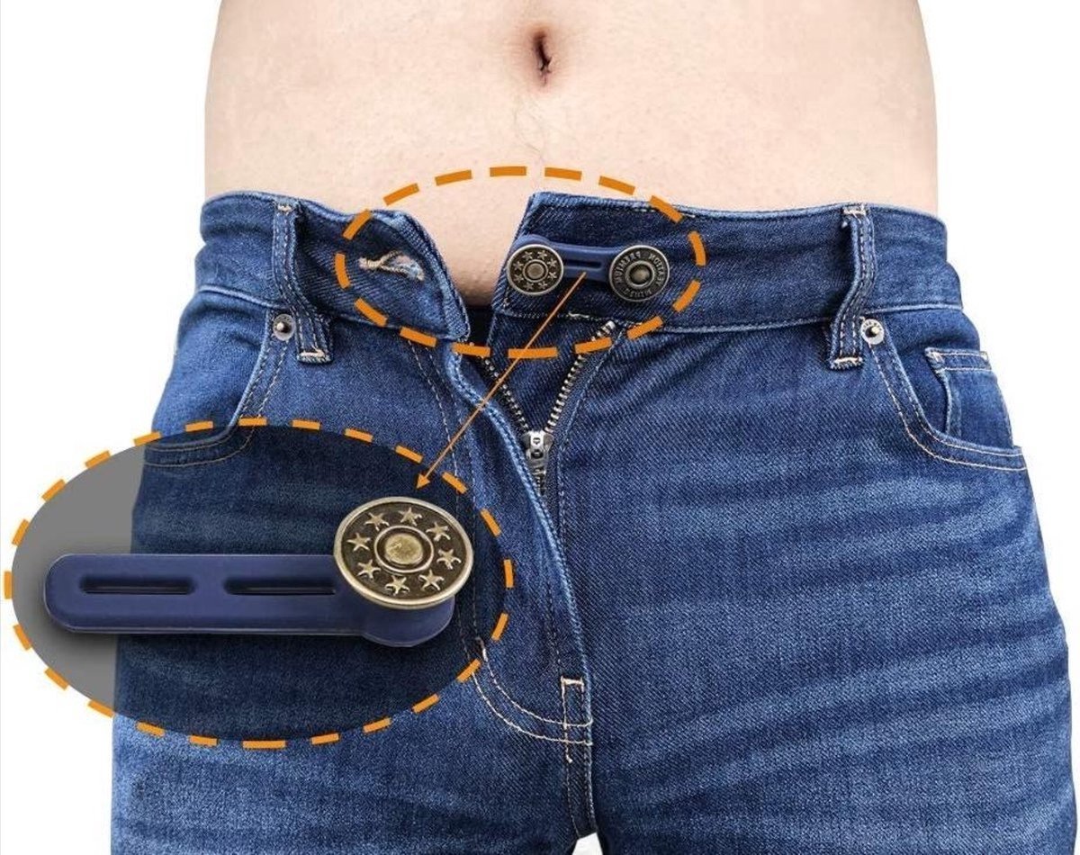 *** Verleng je spijkerbroek met 6 stuks Wonderknopen - 5 cm - voor een perfecte pasvorm! Geschikt voor te strakke broeken, zwangerschap en verstelknopen - Knoopsgat verlengers - van Heble® ***