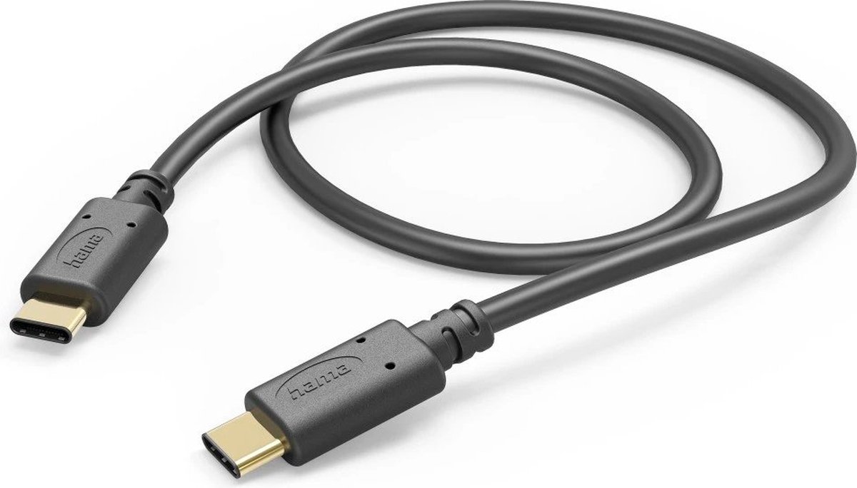 Hama USB-C oplaadkabel - USB-C naar USB-C - USB-C stekker - 1 meter - Geschikt voor Smartphone en Tablet - Zwart