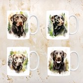 Labrador Retriever mokken set van 4, servies voor hondenliefhebbers, hond, thee mok, beker, koffietas, koffie, cadeau, moeder, oma, pasen decoratie, kerst, verjaardag